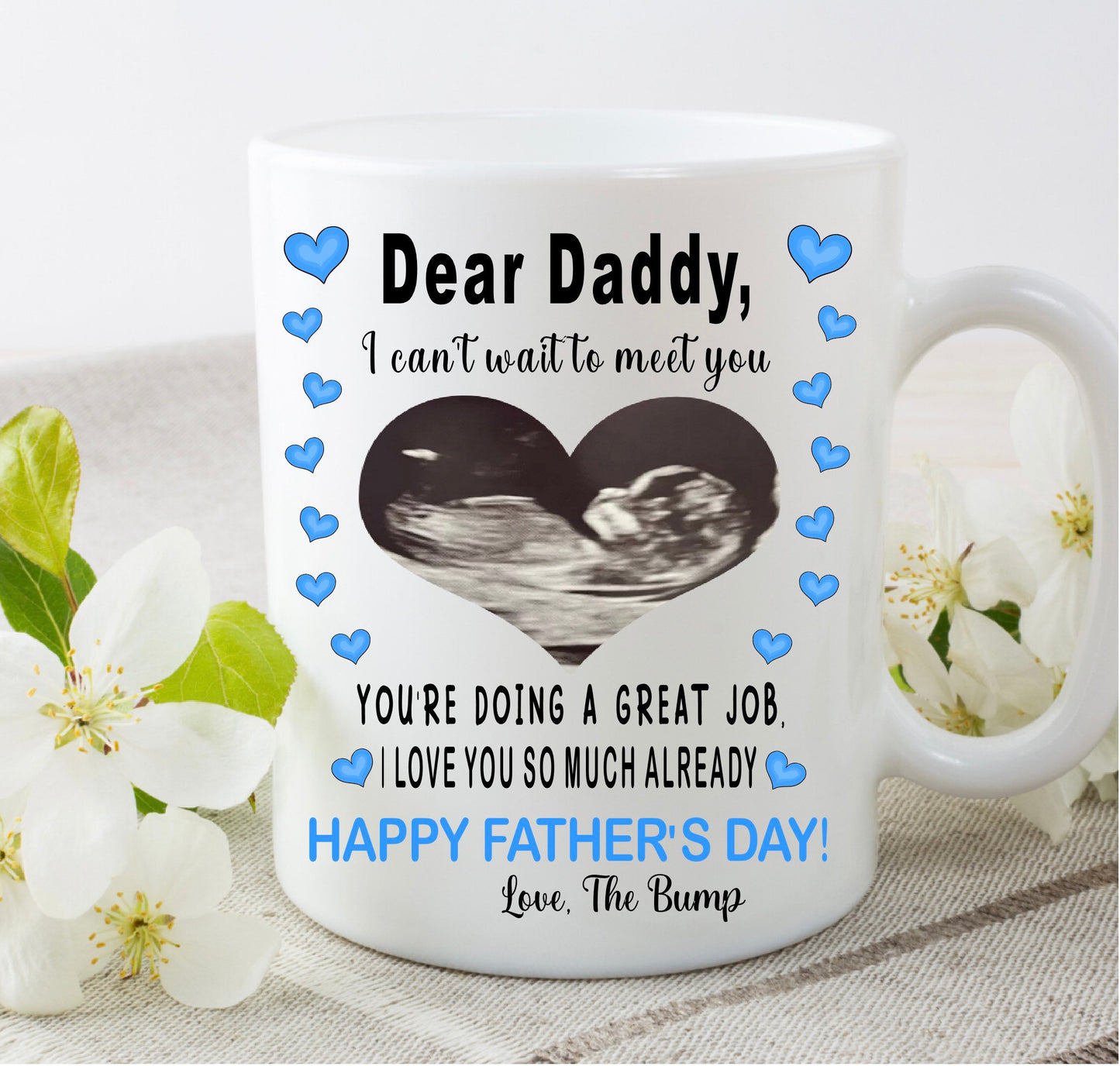 Daddy to be Birthday Christmas Father’s Day from bump present gift personalised with your scan photo mug cup keepsake from baby pregnancy