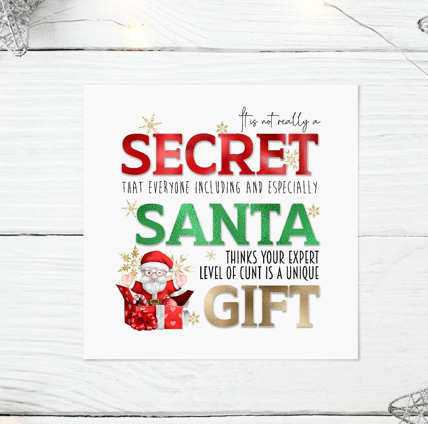 Personalised Christmas Secret Santa Funny Rude Greeting Card Work Colleague Stocking Filler Christmas Eve Box Keepsake Gift