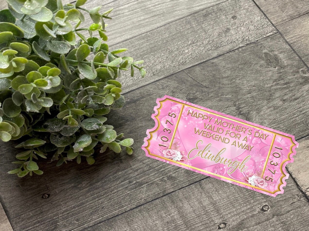 Mother's Day Personalised Ticket Mam Mum Gran Nana Spa Day Weekend Away Music Concert Afternoon Tea West End Show Keepsake Gift Present