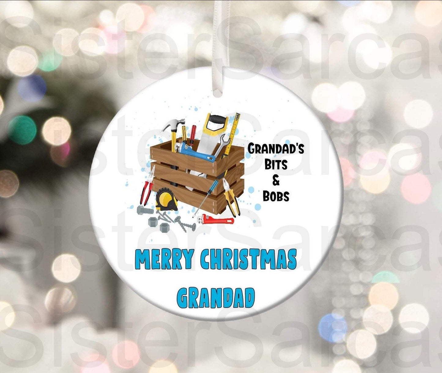 Grandad Papa Tools Personalised Christmas Bauble Funny Gift Present Keepsake Novelty Christmas Tree Xmas For Him