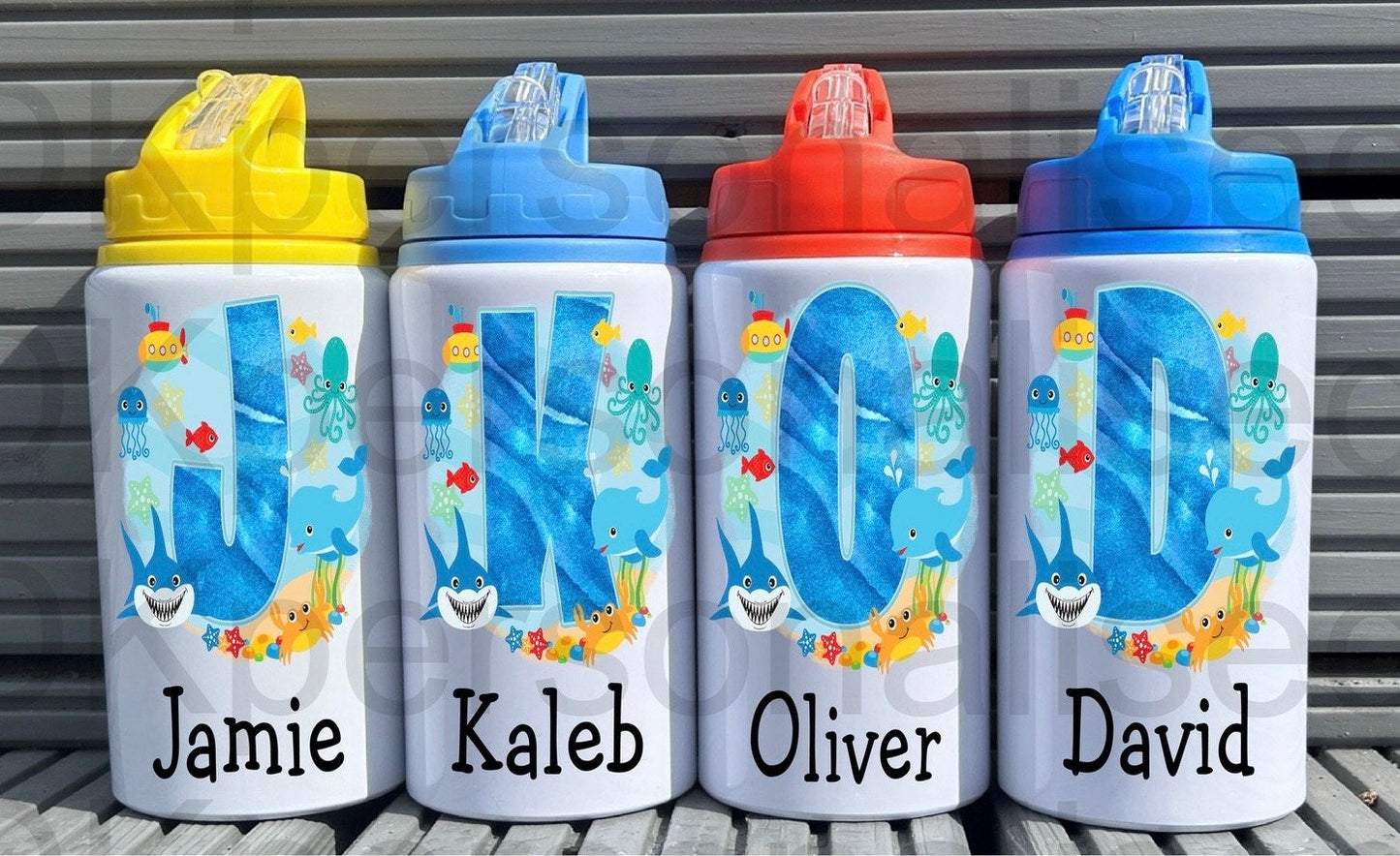 Personalised Kids Boys Metal Water Bottle Under The Sea, Perfect For Back To School, Sports, Gift For Him, Christmas Birthday Present