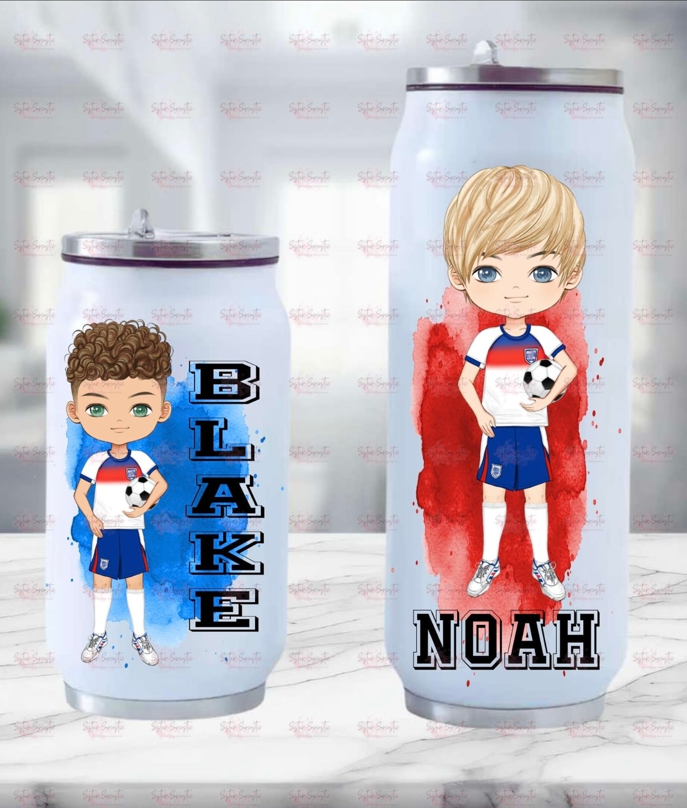 Personalised Scotland England Football Water Bottle - Birthday Gift - Grandson Gift - Back To School - Son Gift - Metal Can - Football Christmas