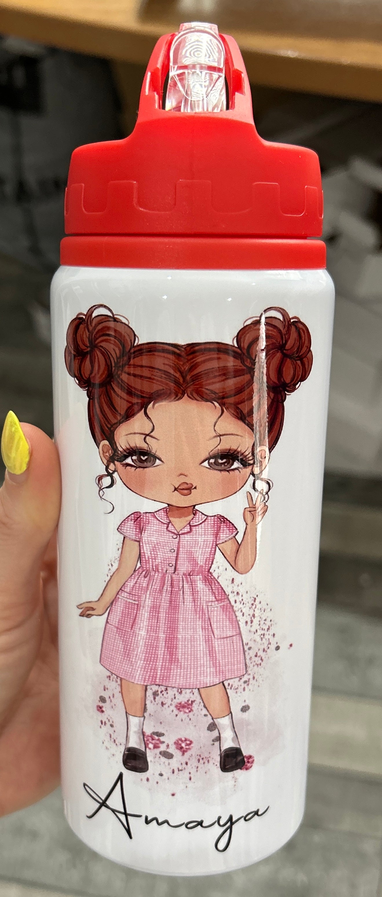 Personalised Girls School Water Bottle First Day of School Summer Dress Gift for Her Daughter Granddaughter Niece
