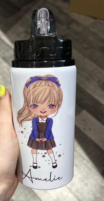 Personalised Girls School Water Bottle First Day of School Back to School Gift