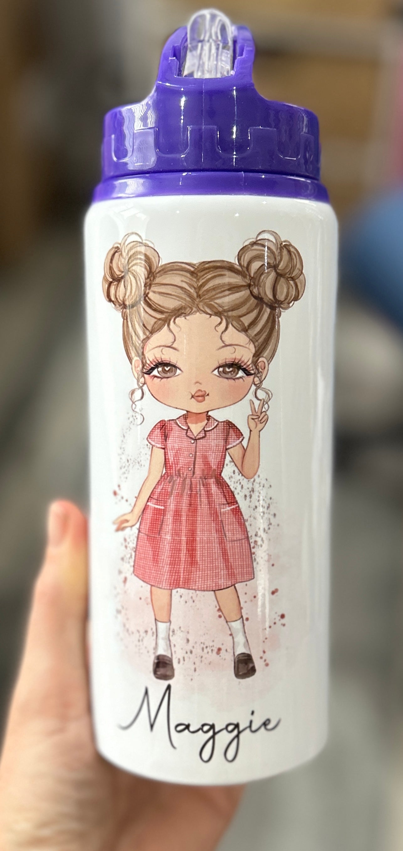 Personalised Girls School Water Bottle First Day of School Summer Dress Gift for Her Daughter Granddaughter Niece