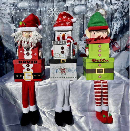 Christmas Eve Box Personalised Stacking Christmas Gift Boxes With Legs Santa, Elf, Snowman, Christmas Present, Christmas Gift Box