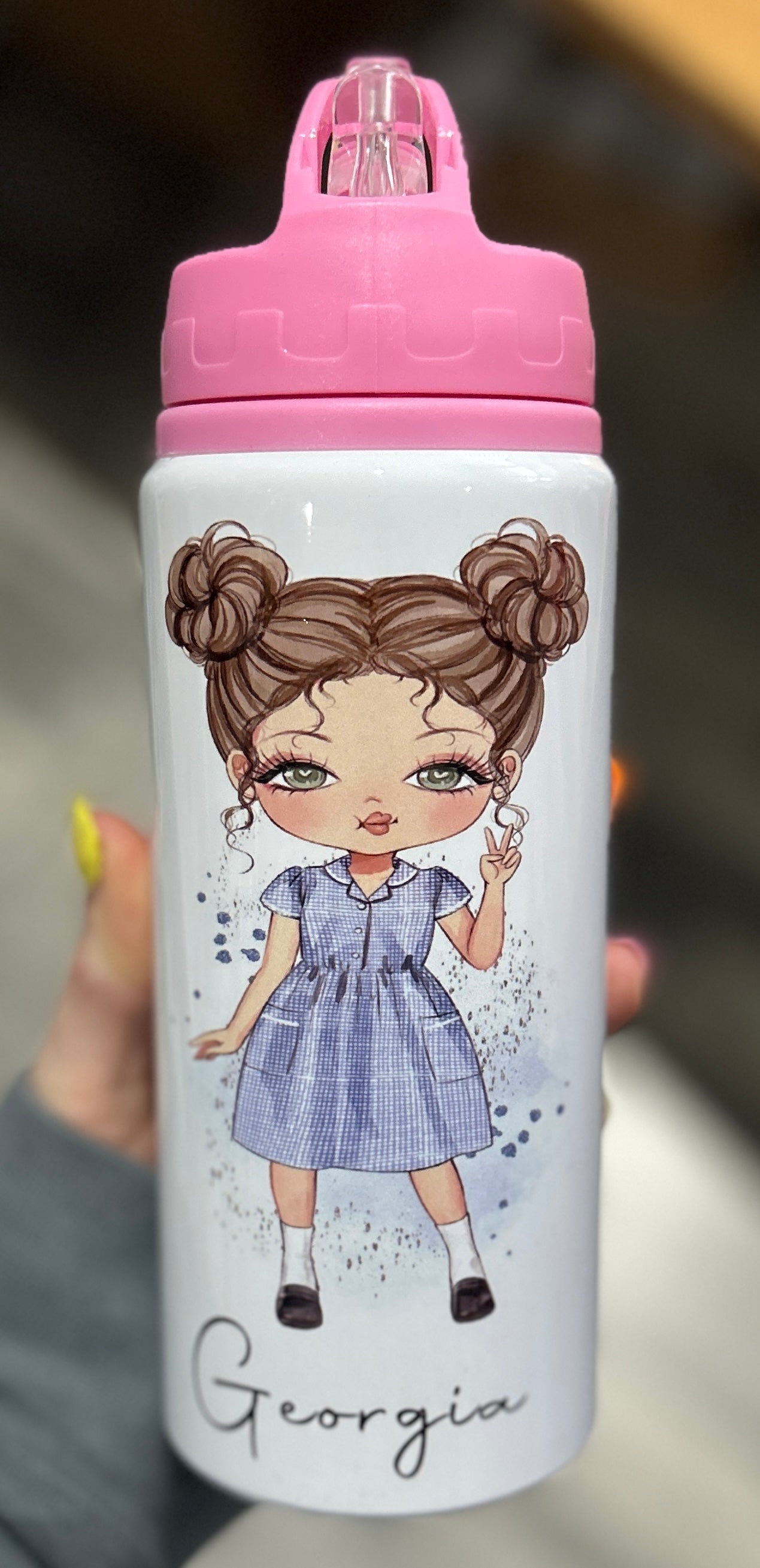 Personalised Girls School Water Bottle First Day of School Summer Dress Gift for Her Daughter Granddaughter Niece