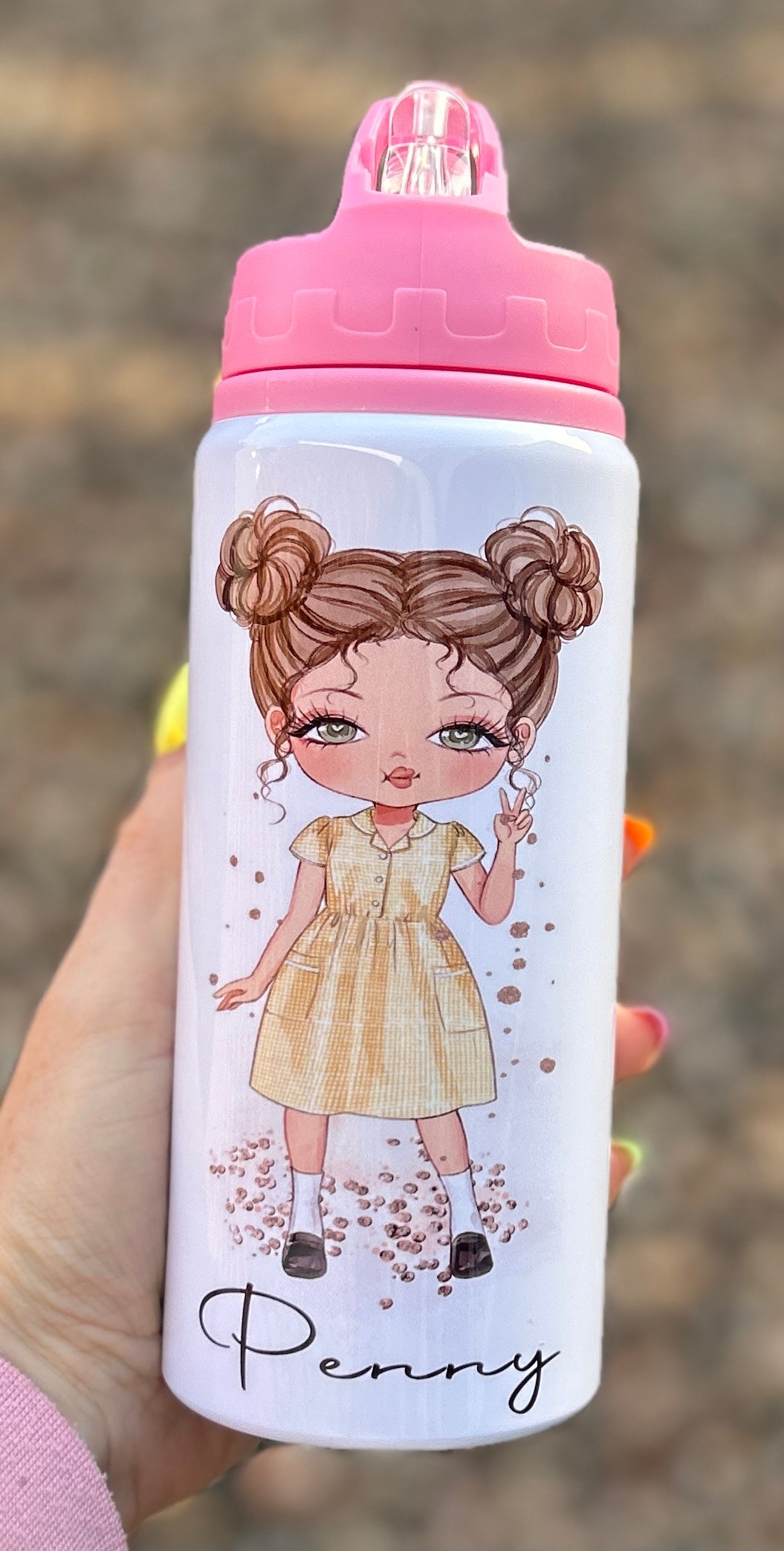 Personalised Girls School Water Bottle First Day of School Summer Dress Gift for Her Daughter Granddaughter Niece