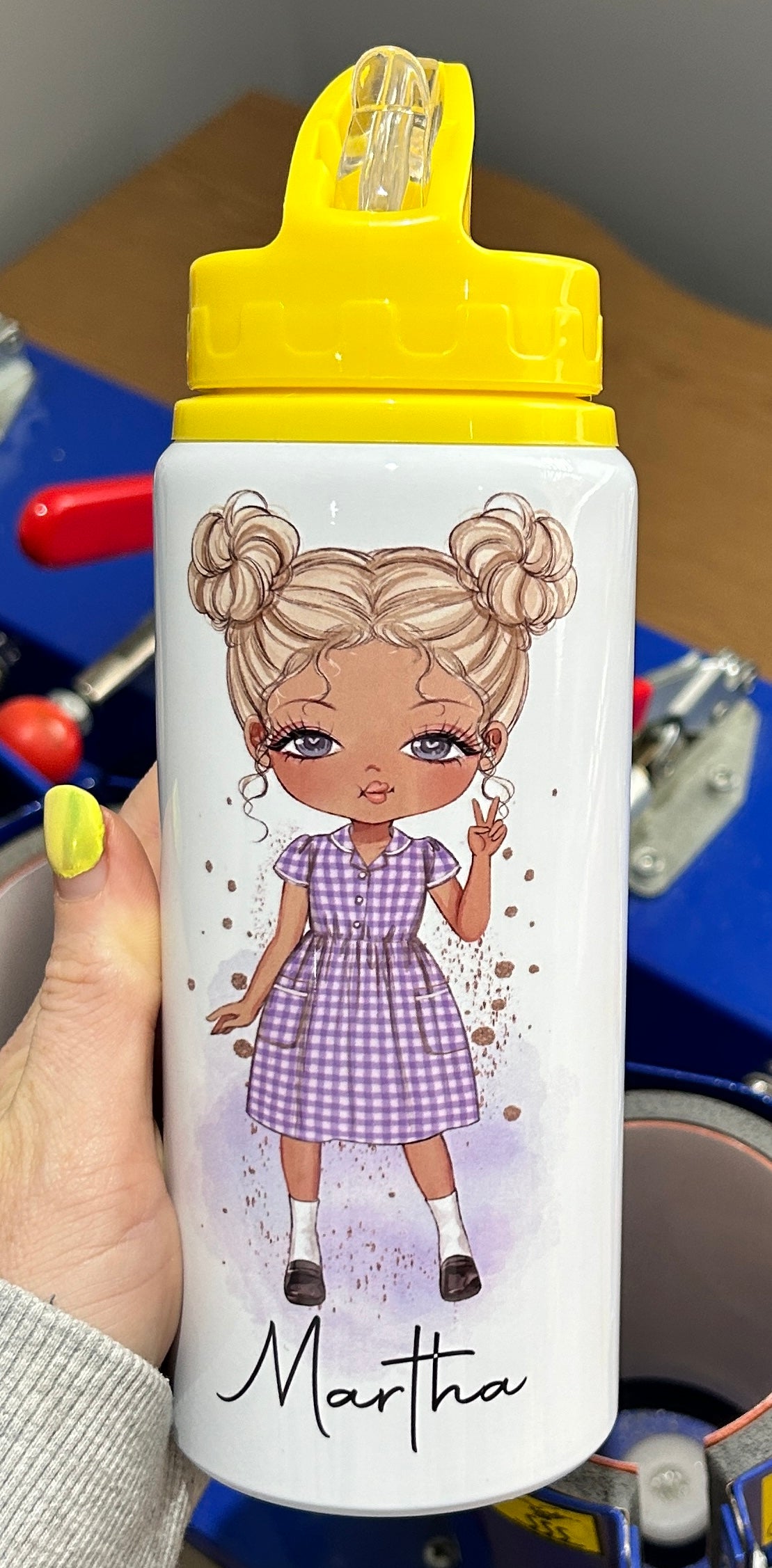 Personalised Girls School Water Bottle First Day of School Summer Dress Gift for Her Daughter Granddaughter Niece