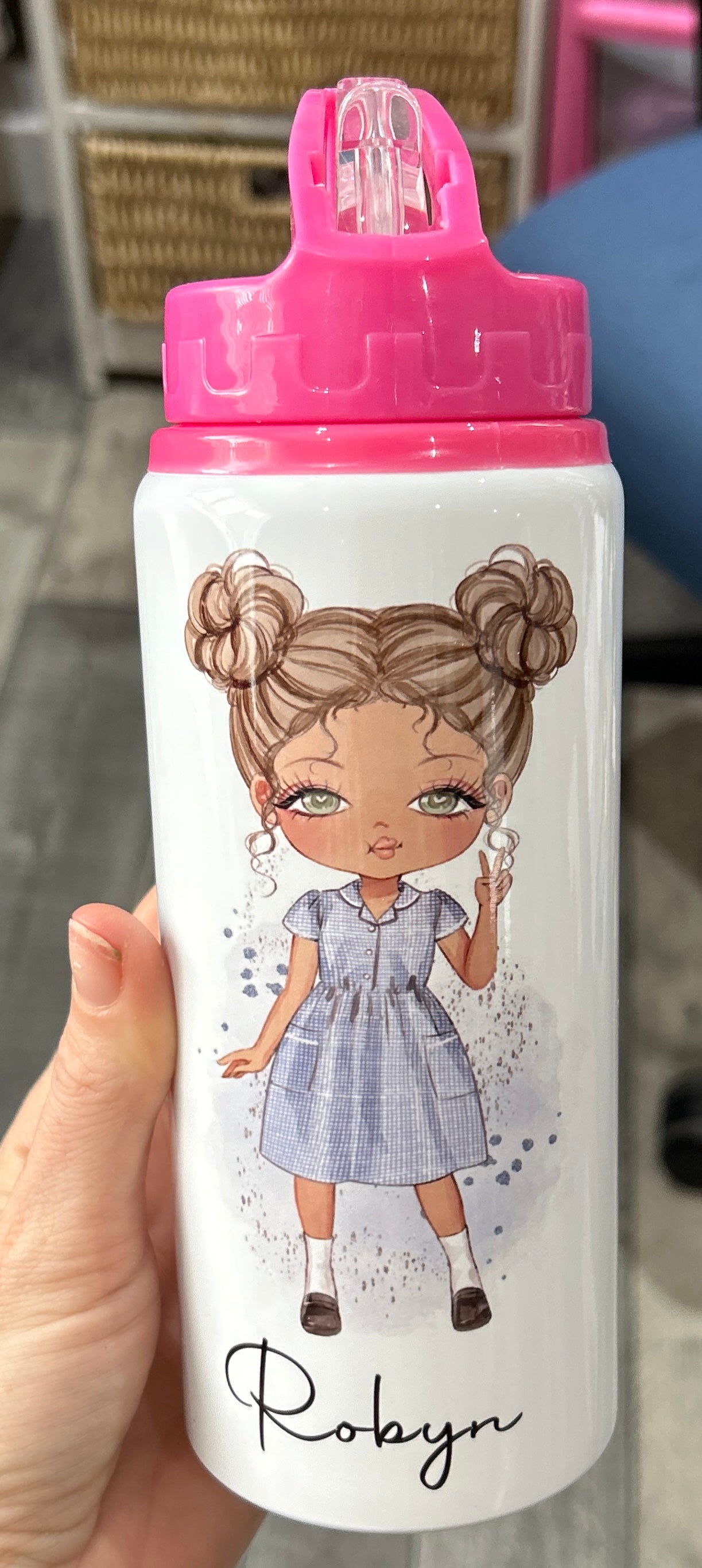 Personalised Girls School Water Bottle First Day of School Summer Dress Gift for Her Daughter Granddaughter Niece