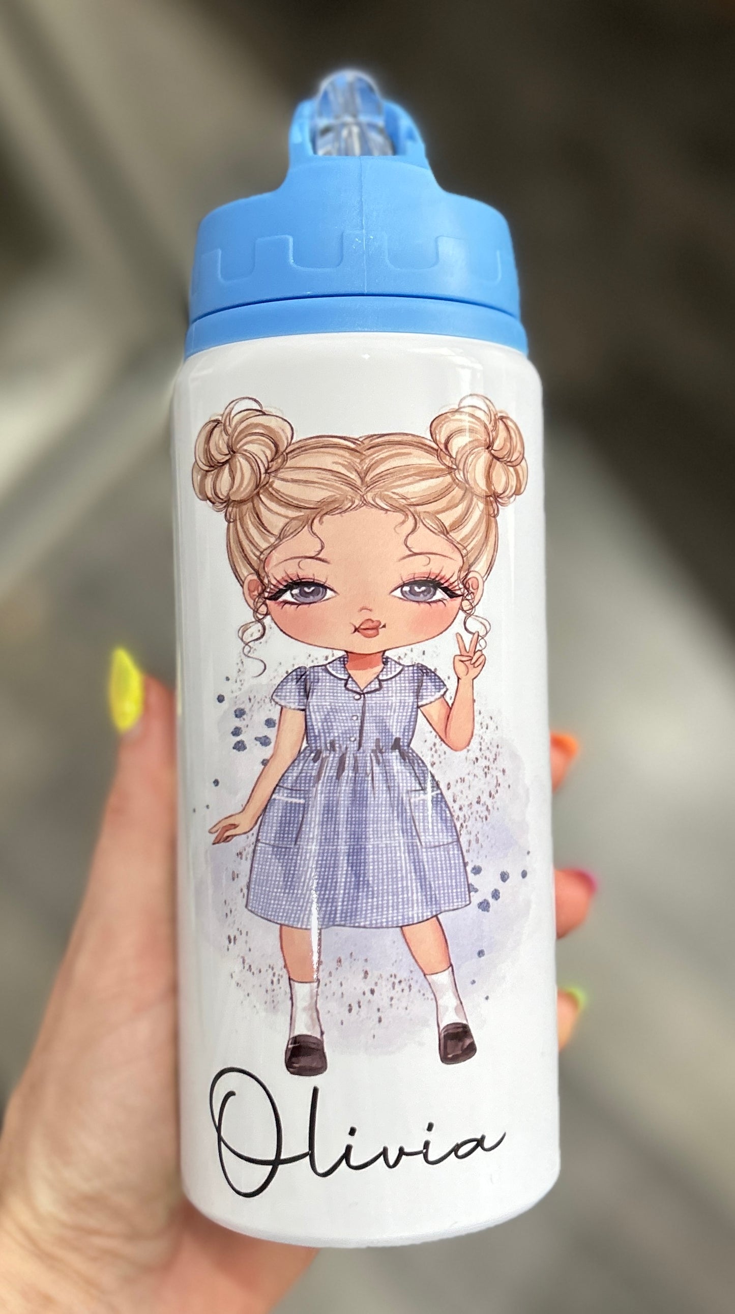 Personalised Girls School Water Bottle First Day of School Summer Dress Gift for Her Daughter Granddaughter Niece