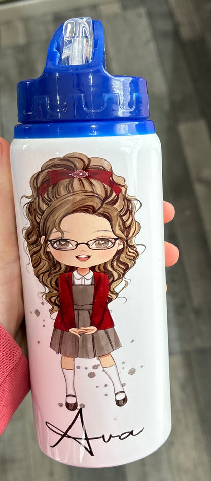 Personalised Girls School Water Bottle First Day of School Back to School Gift