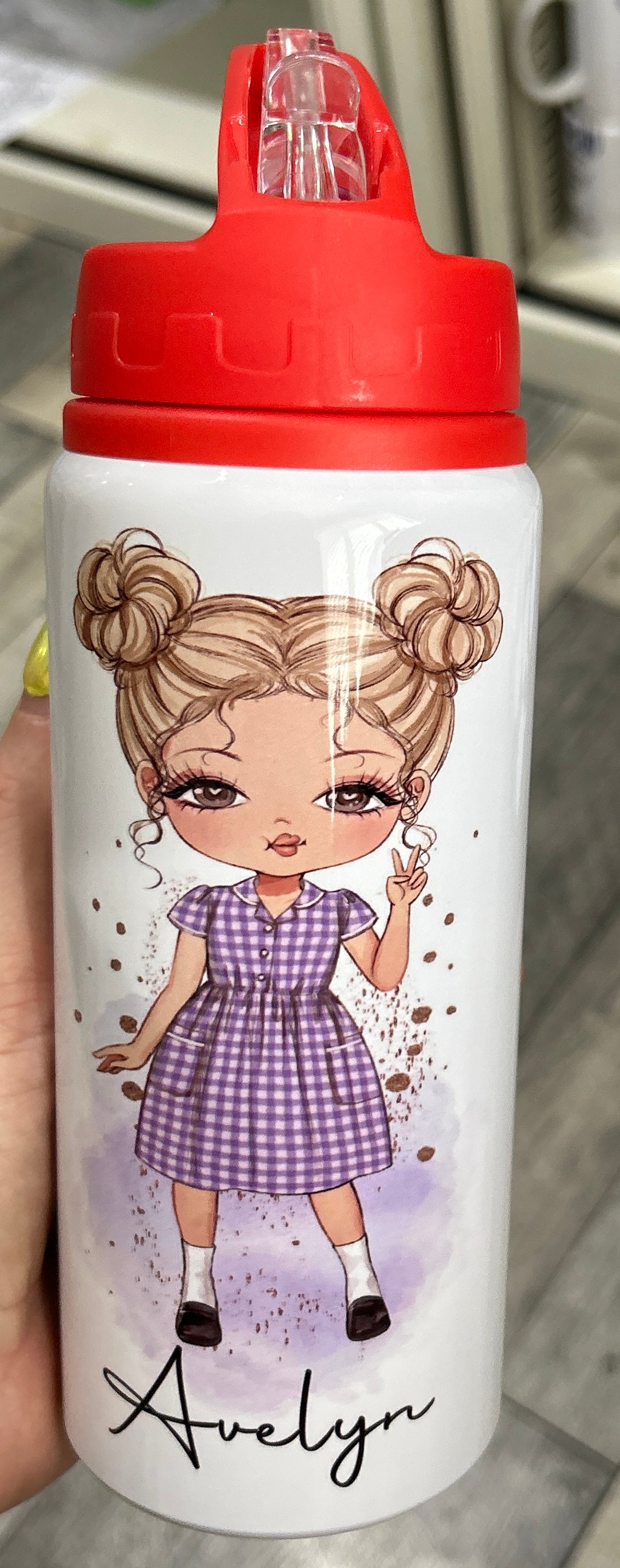 Personalised Girls School Water Bottle First Day of School Summer Dress Gift for Her Daughter Granddaughter Niece