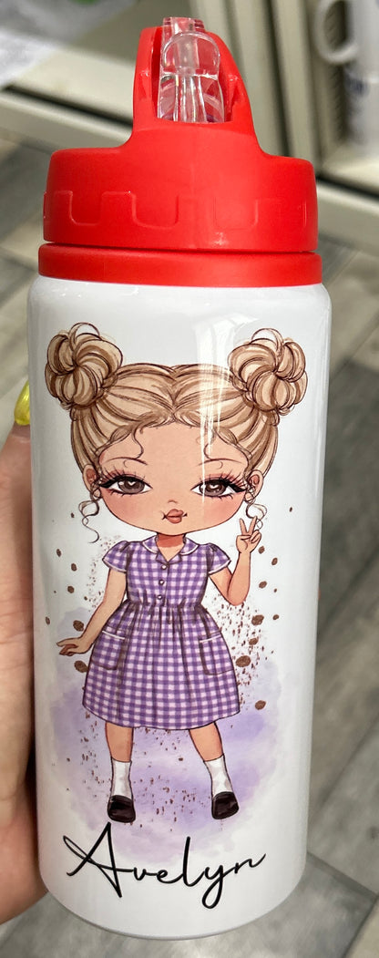 Personalised Girls School Water Bottle First Day of School Summer Dress Gift for Her Daughter Granddaughter Niece
