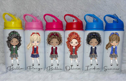 Personalised Girls School Water Bottle First Day of School Back to School Gift