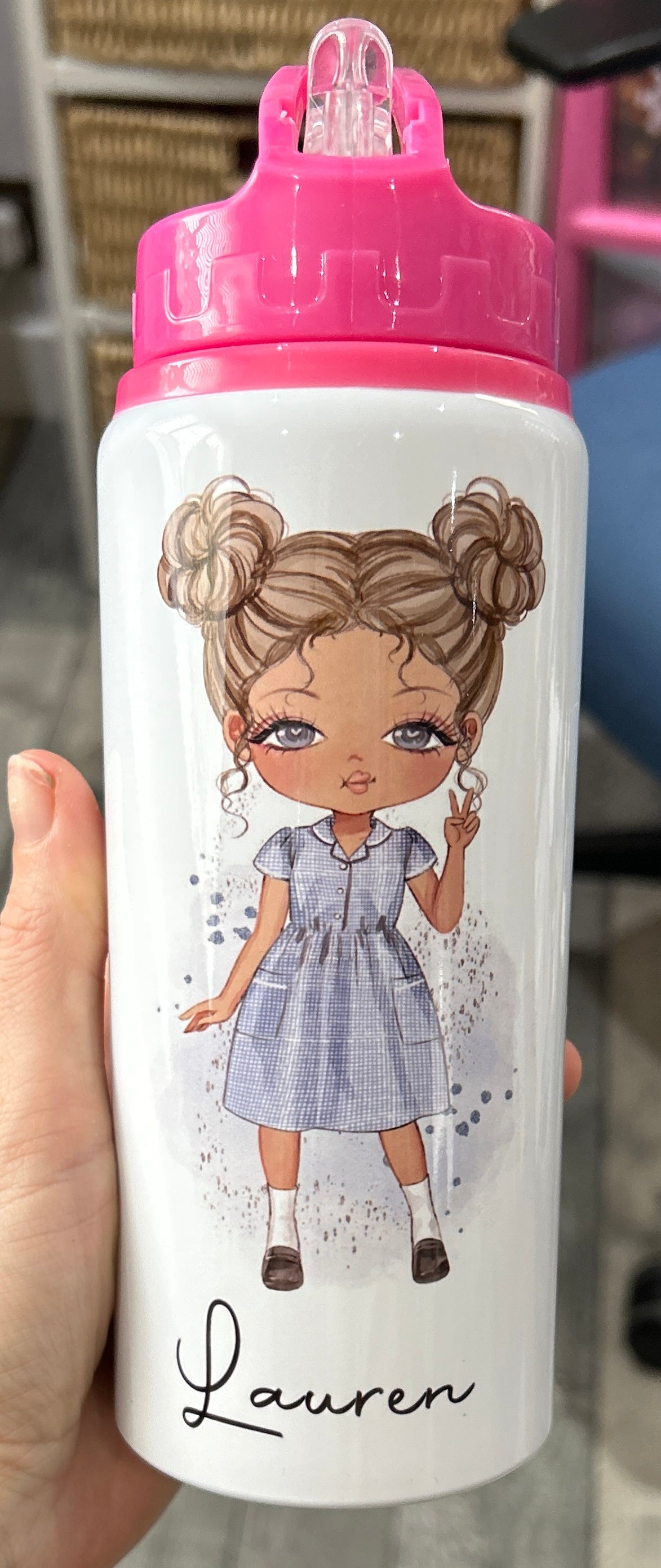 Personalised Girls School Water Bottle First Day of School Summer Dress Gift for Her Daughter Granddaughter Niece