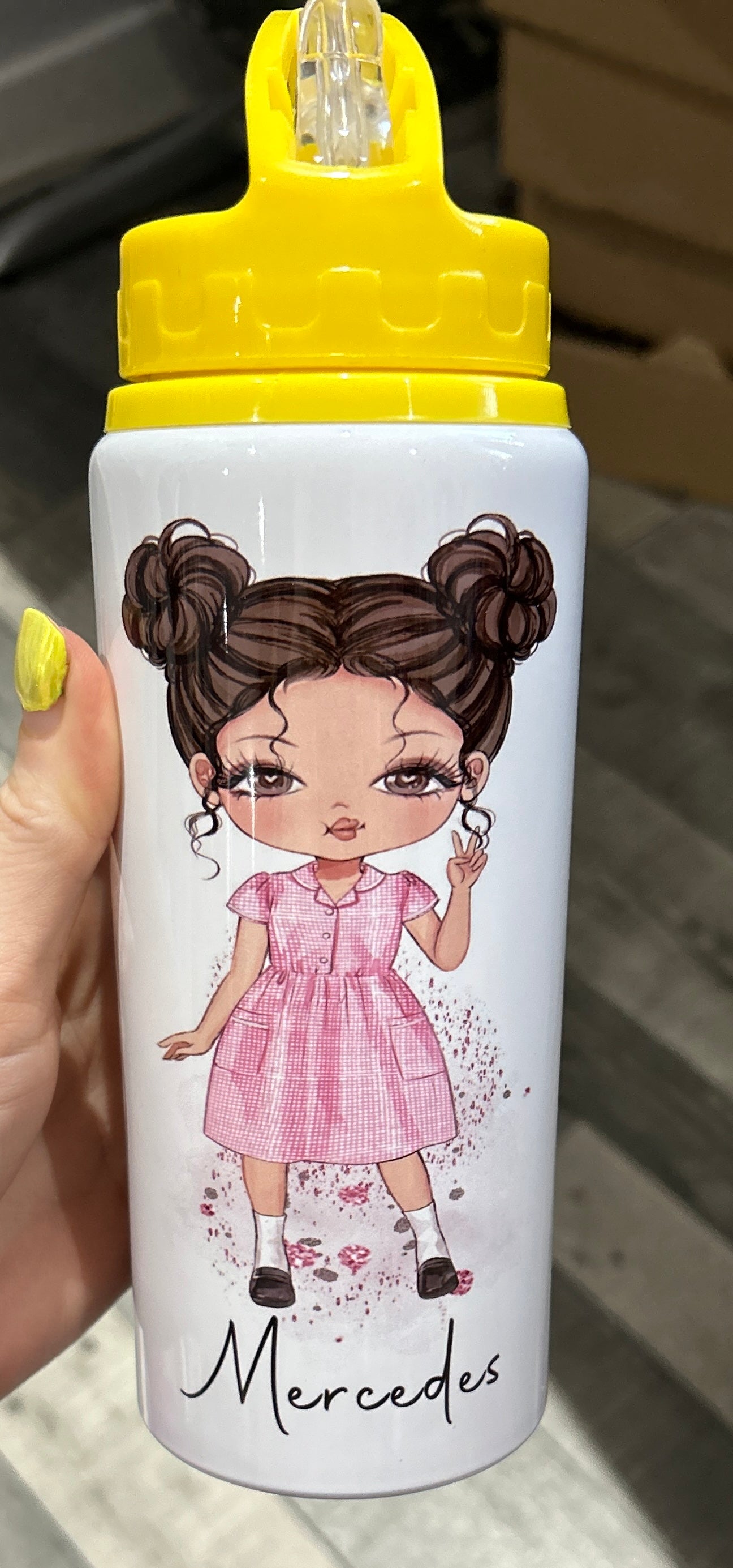 Personalised Girls School Water Bottle First Day of School Summer Dress Gift for Her Daughter Granddaughter Niece