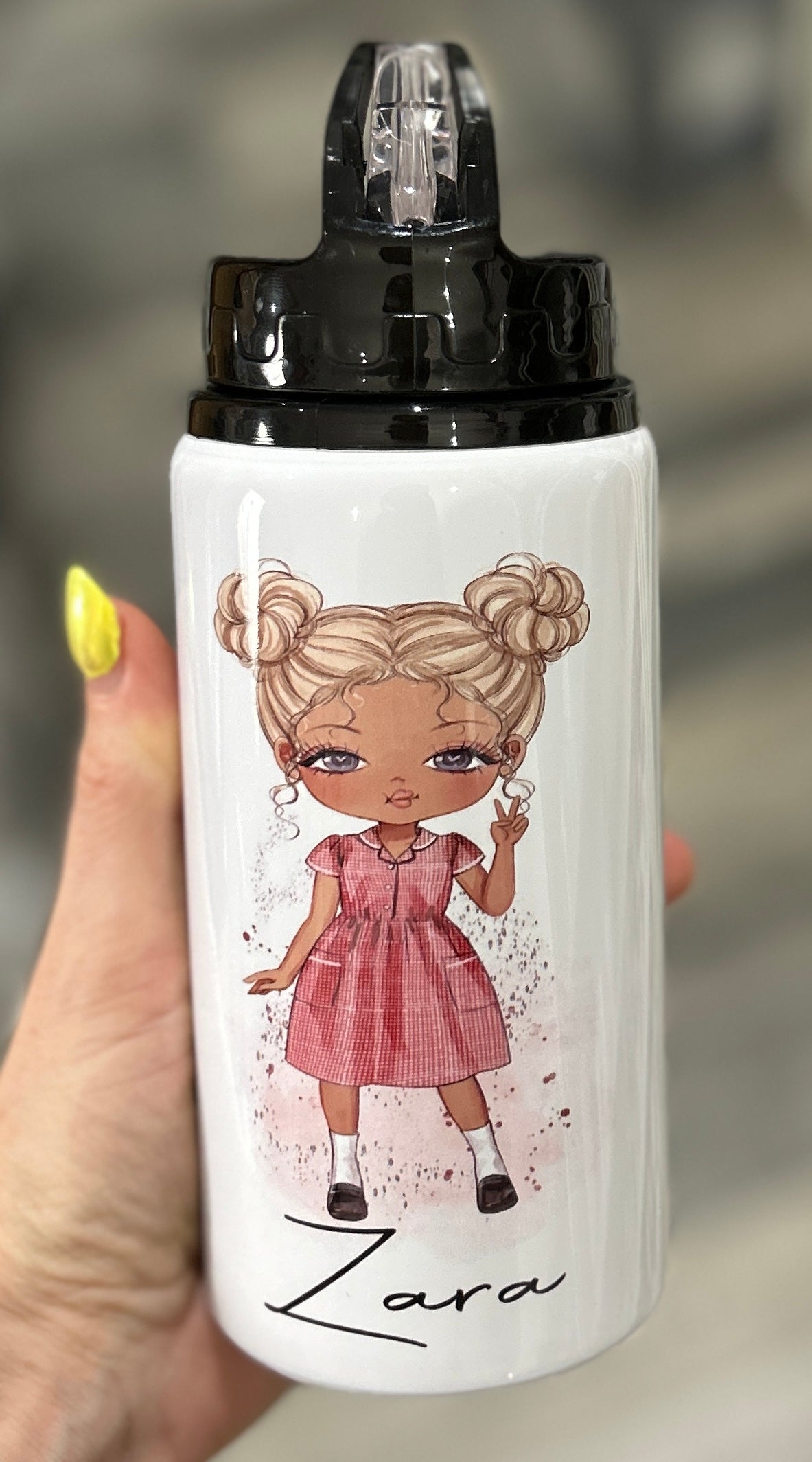 Personalised Girls School Water Bottle First Day of School Summer Dress Gift for Her Daughter Granddaughter Niece