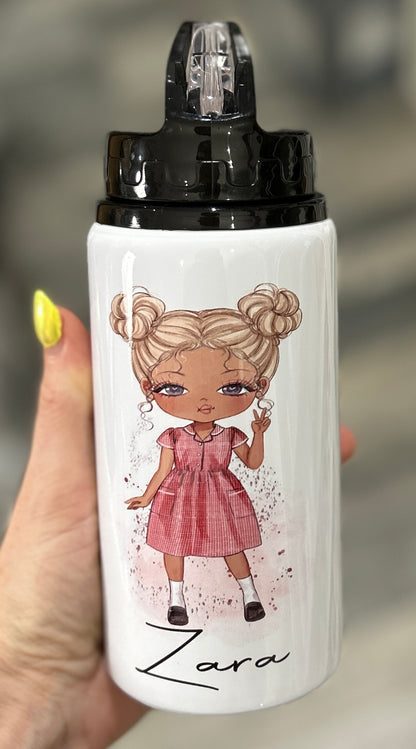 Personalised Girls School Water Bottle First Day of School Summer Dress Gift for Her Daughter Granddaughter Niece