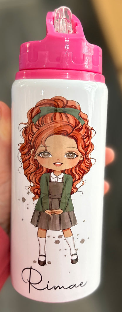 Personalised Girls School Water Bottle First Day of School Back to School Gift