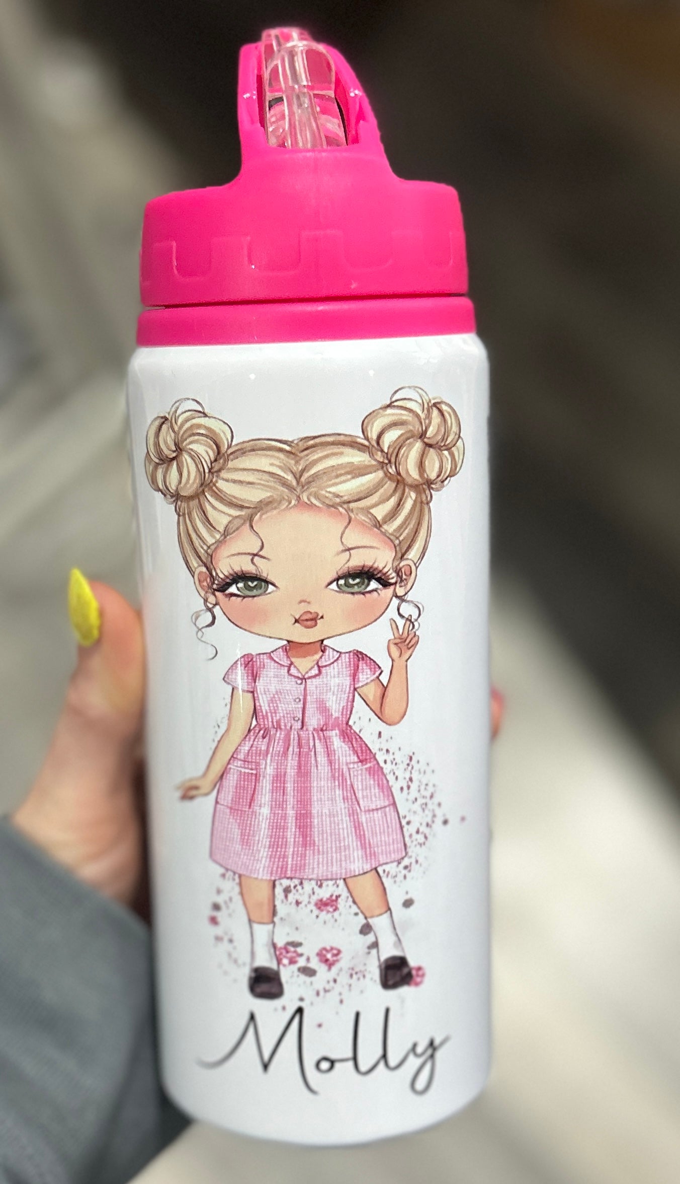 Personalised Girls School Water Bottle First Day of School Summer Dress Gift for Her Daughter Granddaughter Niece