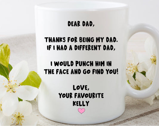 Personalised Funny Gift for Dad, Daddy Mug Cup,  Father’s Day present, Birthday Gift, Customised Novelty Funny Mug, Christmas Present