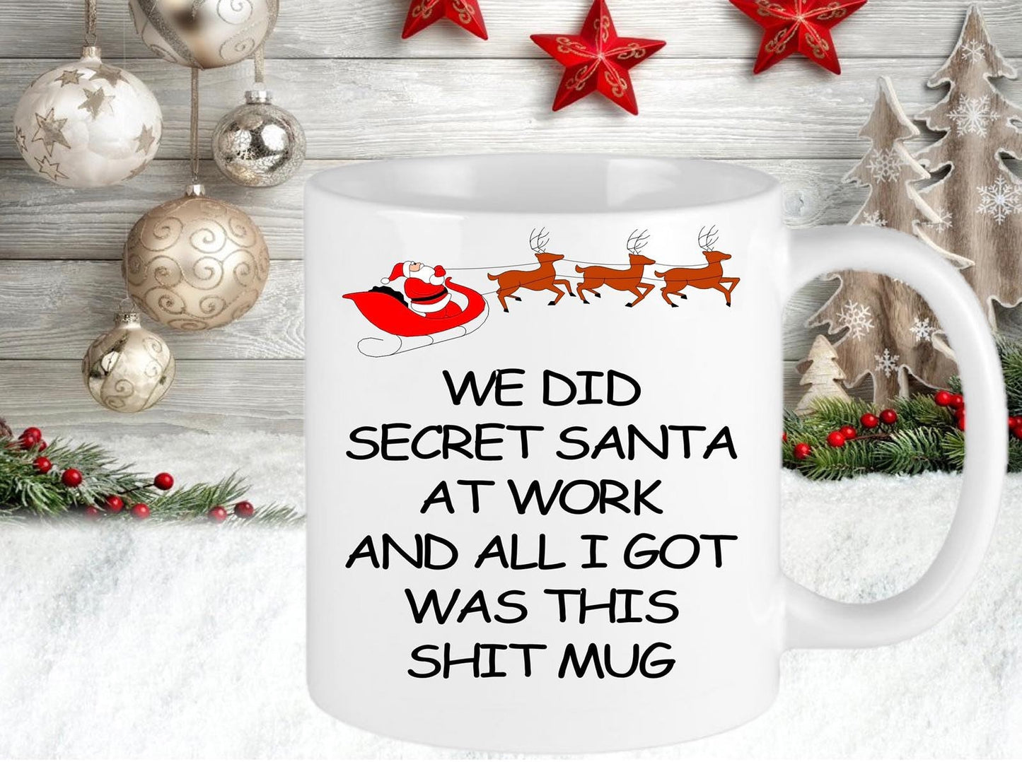 Christmas Personalised Secret Santa Mug | Gift Present Funny | Christmas Hot Chocolate Tea Coffee  | Christmas Eve Gift | Stocking Filler