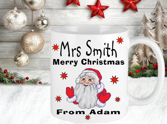 Personalised Christmas Teacher Teaching Assistant College Present Gift Novelty Mug Cup Christmas Eve Stocking Filler