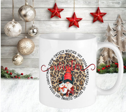 Christmas Personalised Leopard Gonk Gonks Mug Cup Secret Santa Present Gift For Her Him Kids Keepsake Novelty Xmas Eve Stocking Filler