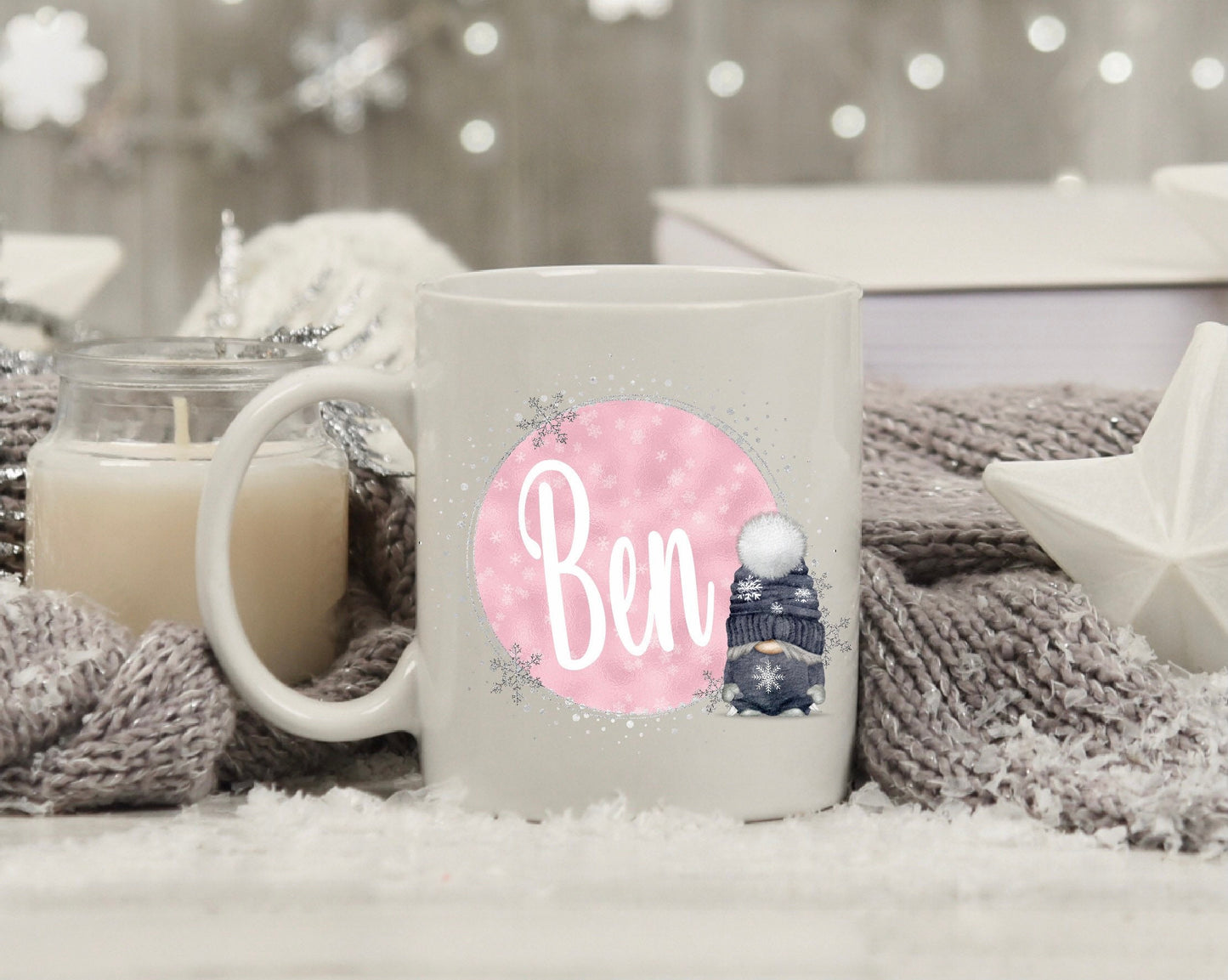 Christmas Personalised Gonk Gonks Pink Navy Girlfriend Boyfriend Kids Son Daughter Mum Dad Mug Cup Gift Present Eve Gift Stocking Filler