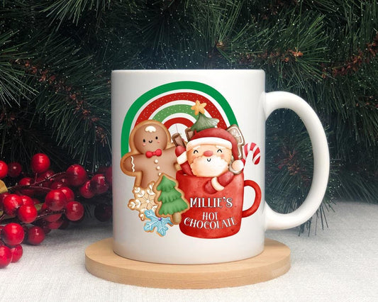 Kids Personalised Christmas Cup Mug | Novelty Santa Hot Chocolate | Son Daughter Brother Sister Boyfriend Girlfriend | Present Gift