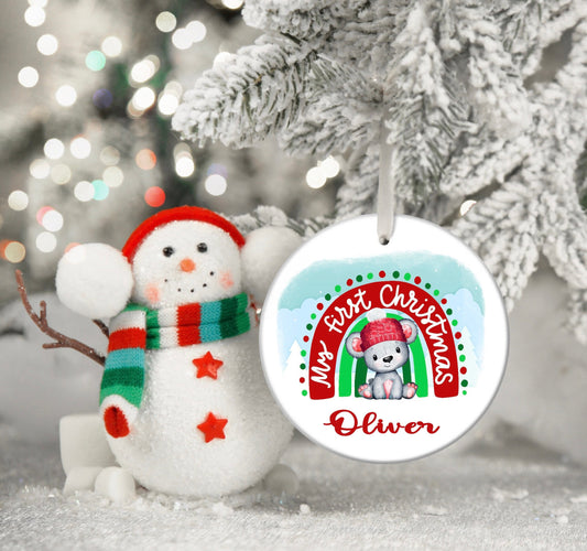 Baby Boy Boys First 1st Christmas Personalised Christmas Bauble Funny Gift Present Keepsake Novelty Christmas Tree Xmas For Son Grandson