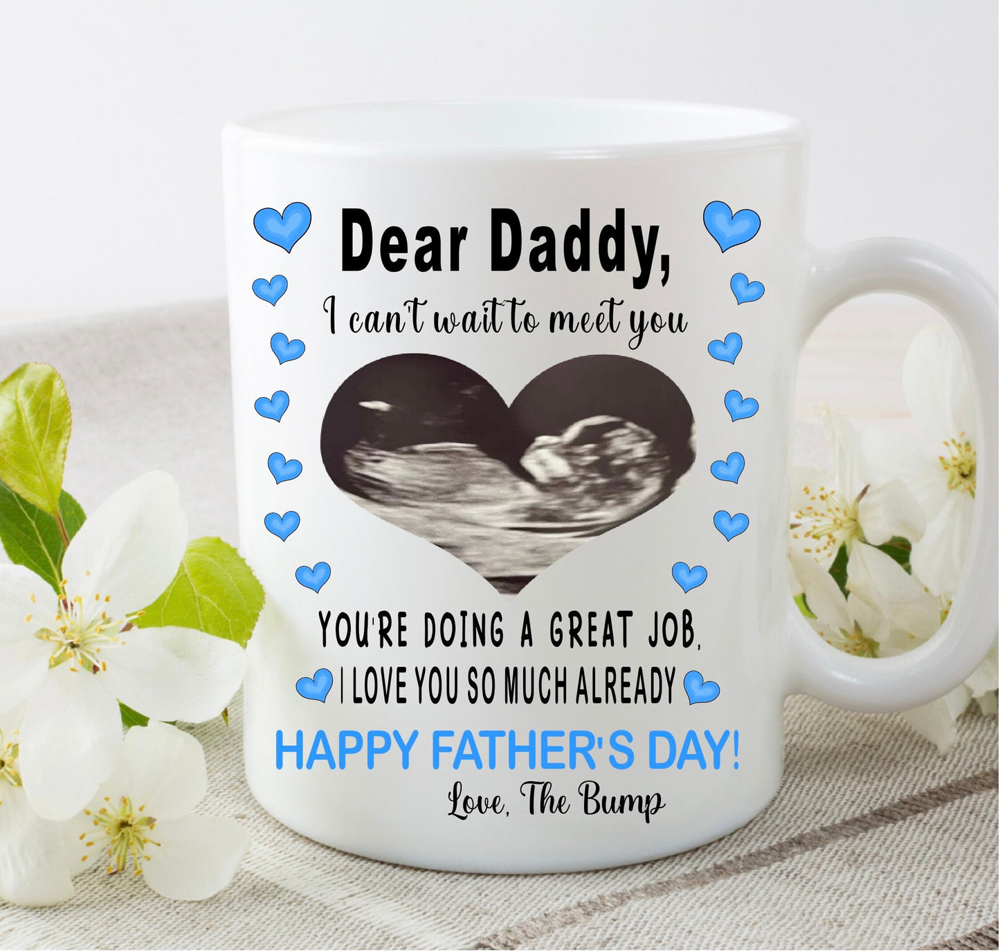 Daddy to be First Father’s Day Gift from bump present gift personalised with your scan photo mug cup keepsake from baby pregnancy