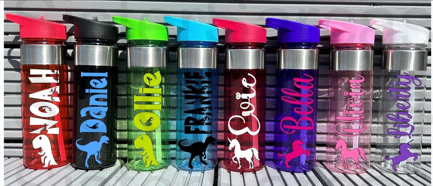 550ml Personalised Custom Water Bottle Kids Water Bottle Back to School Bottle Dinosaur Sports Bottle Gift For Her Gift for Him Present