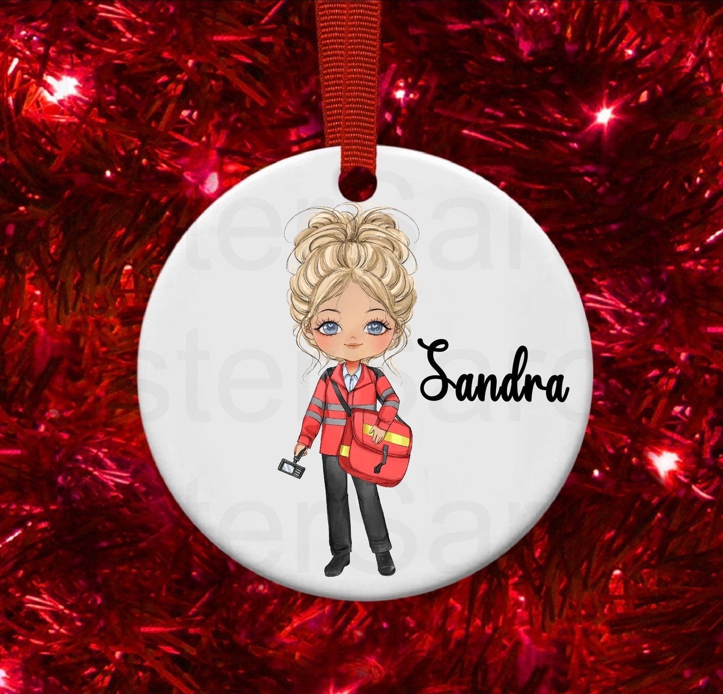 Personalised Postwoman Postie Gift Christmas Bauble Funny Gift Present Keepsake Novelty Christmas Tree Xmas For Her Mum Sister Colleague