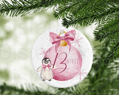 Kids Christmas Baby Girls Boys Personalised Christmas Bauble Gift Present Keepsake Penguin Bauble Tree Xmas Daughter Son Nephew Niece