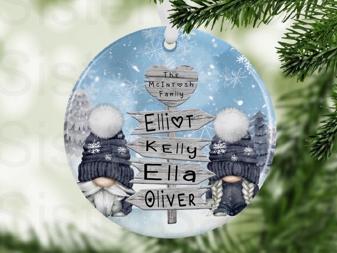 Kids Christmas Gonk Family Sign Personalised Christmas Bauble Gift Present Keepsake Novelty Bauble Tree Xmas Mum Daughter Son Nephew Niece