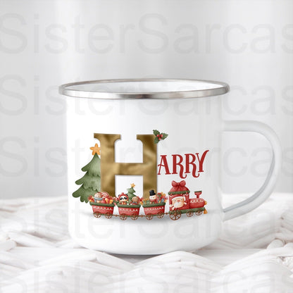 Personalised Kids Christmas Train Mug Cup Daughter Keepsake Gift Present Stocking Filler Stuffers Christmas Eve Box Christmas Gift Box