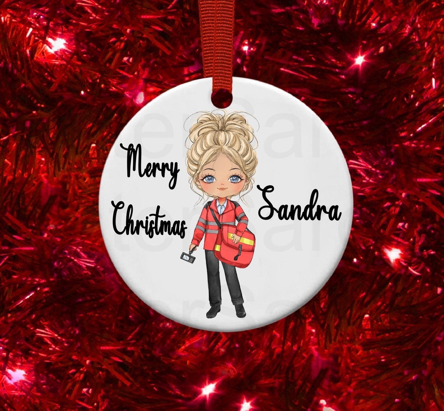 Personalised Postwoman Postie Gift Christmas Bauble Funny Gift Present Keepsake Novelty Christmas Tree Xmas For Her Mum Sister Colleague