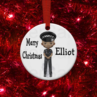 Personalised Policeman Gift Christmas Bauble Funny Gift Present Keepsake Novelty Christmas Tree Xmas For Him Grandad Papa Son Brother