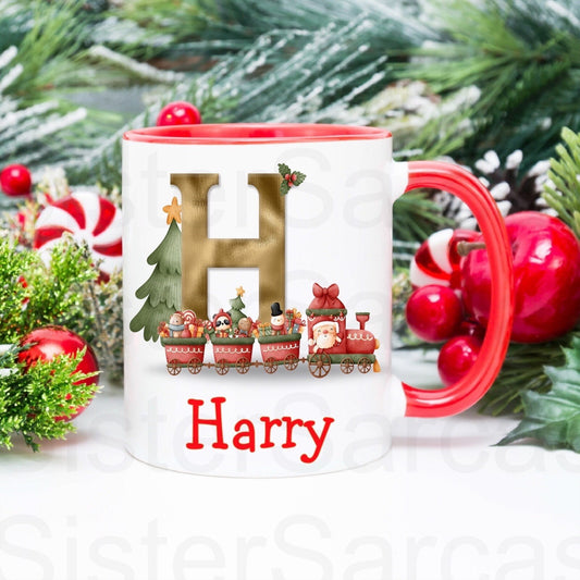 Personalised Kids Christmas Train Mug Cup Daughter Keepsake Gift Present Stocking Filler Stuffers Christmas Eve Box Christmas Gift Box
