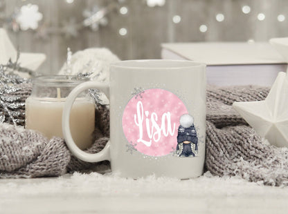 Christmas Personalised Gonk Gonks Pink Navy Girlfriend Boyfriend Kids Son Daughter Mum Dad Mug Cup Gift Present Eve Gift Stocking Filler