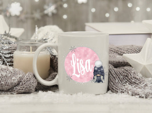 Christmas Personalised Gonk Gonks Pink Navy Girlfriend Boyfriend Kids Son Daughter Mum Dad Mug Cup Gift Present Eve Gift Stocking Filler