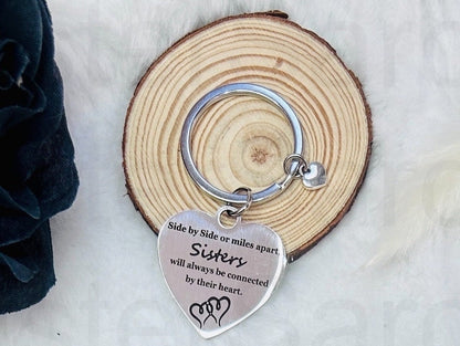 Sister Gift Present Sisters Side by Side or Miles Apart Keyring Keychain Birthday Gift Christmas Present Keepsake Gift