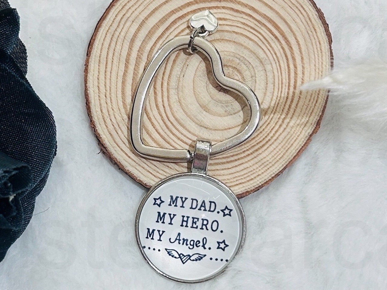 My Dad My Hero My Angel Memory Heaven Novelty Keyring Keychain Birthday Gift Present Christmas