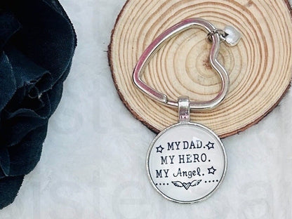 My Dad My Hero My Angel Memory Heaven Novelty Keyring Keychain Birthday Gift Present Christmas