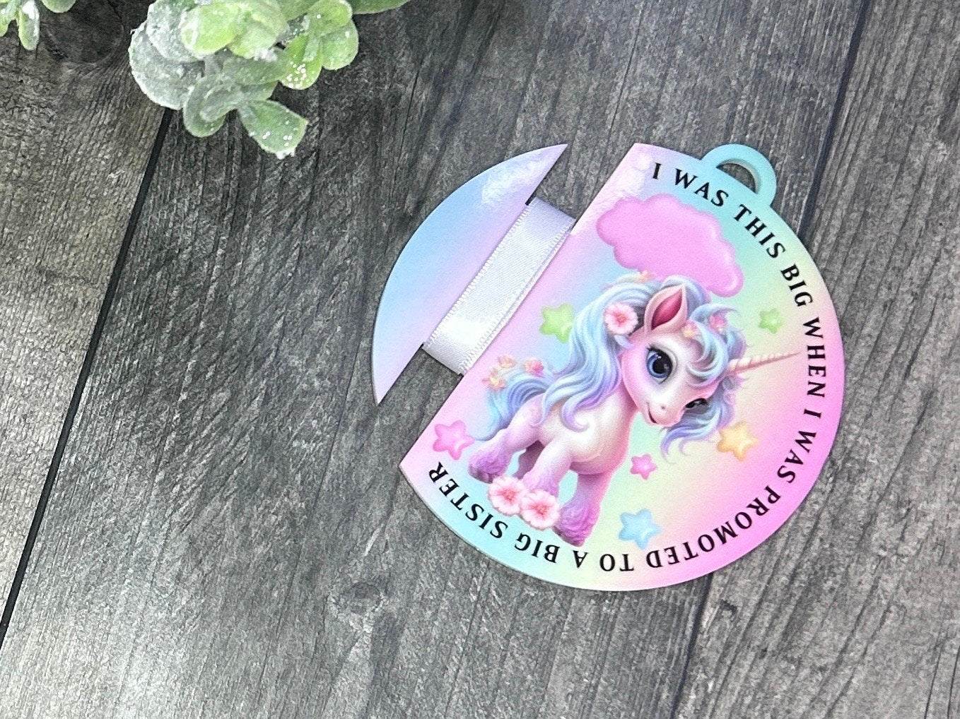 Big Sister Announcement Gift New Baby Girl Gift, Memento Keepsake Ribbon Bauble, New Baby Gift, Newborn Keepsake, Personalised Baby Gift