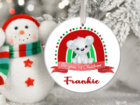 Baby Boy Boys First 1st Christmas Personalised Christmas Bauble Keepsake Gift Present Keepsake Novelty Christmas Tree Xmas For Son Grandson