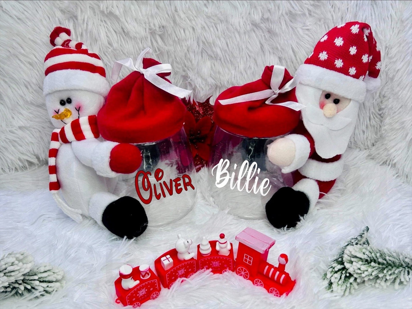 Personalised Kids Christmas Sweet Candy Jar Tub | Santa Snowman | Novelty Gift | Gift Box | Xmas Eve Box | Treat Jar | Kids Gift Present |