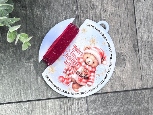 Baby’s First Christmas Baby Boy Baby Girl Gift, Memento Keepsake Ribbon Bauble, New Baby Gift, Newborn Keepsake, Personalised Baby Gift